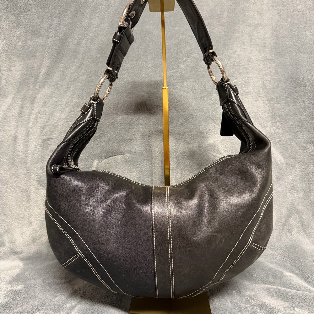 COACH LARGE BLACK LEATHER SOHO SHOULD BAG